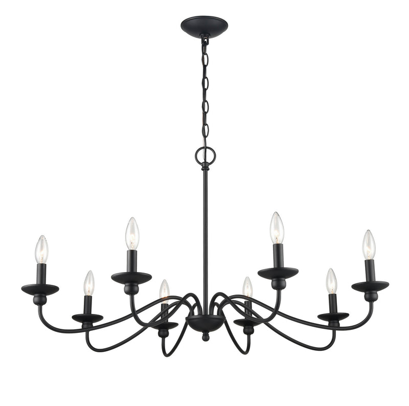 Millennium 4388-MB Eight Light Chandelier, Matte Black