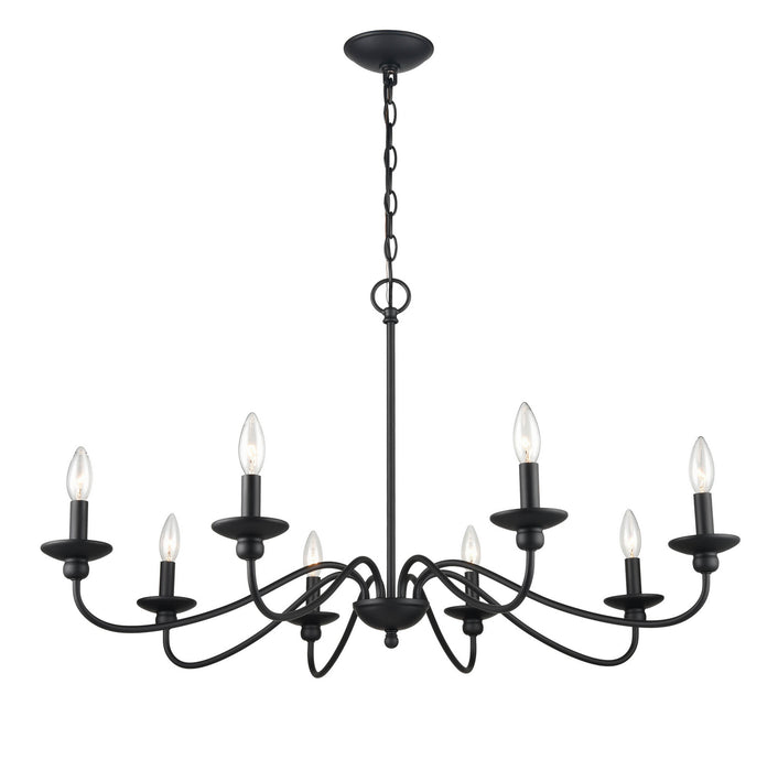Millennium 4388-MB Eight Light Chandelier, Matte Black