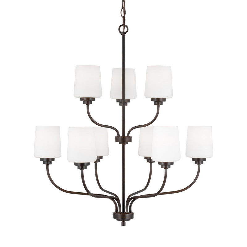 Generation Lighting 3102809-710 Nine Light Chandelier, Bronze