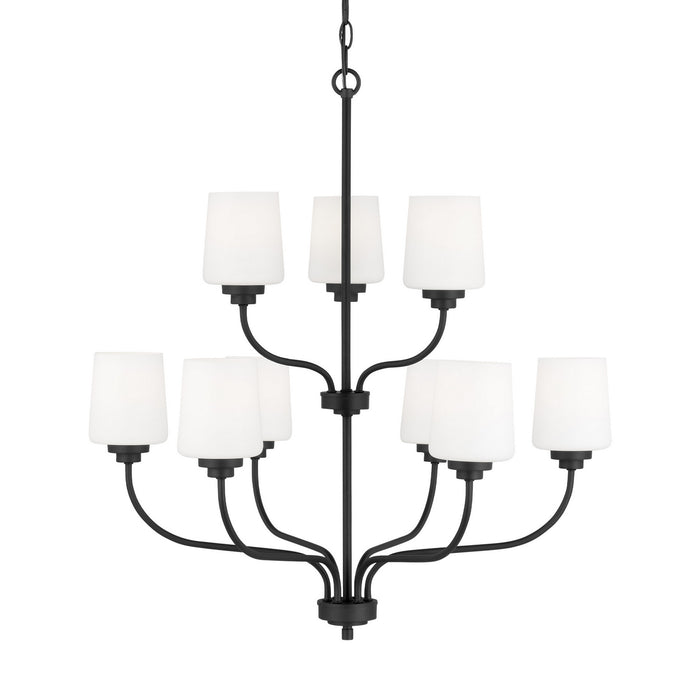 Generation Lighting 3102809-112 Nine Light Chandelier, Midnight Black