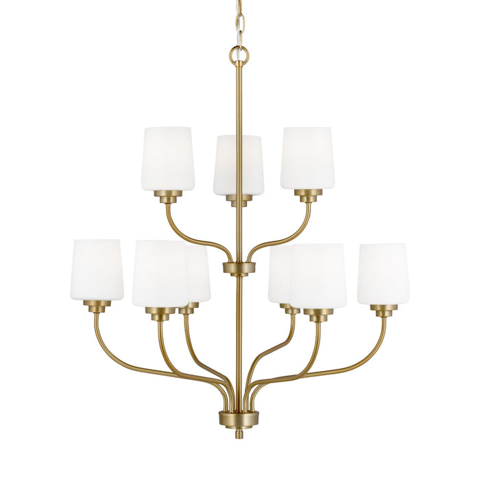 Generation Lighting 3102809-848 Nine Light Chandelier, Satin Brass