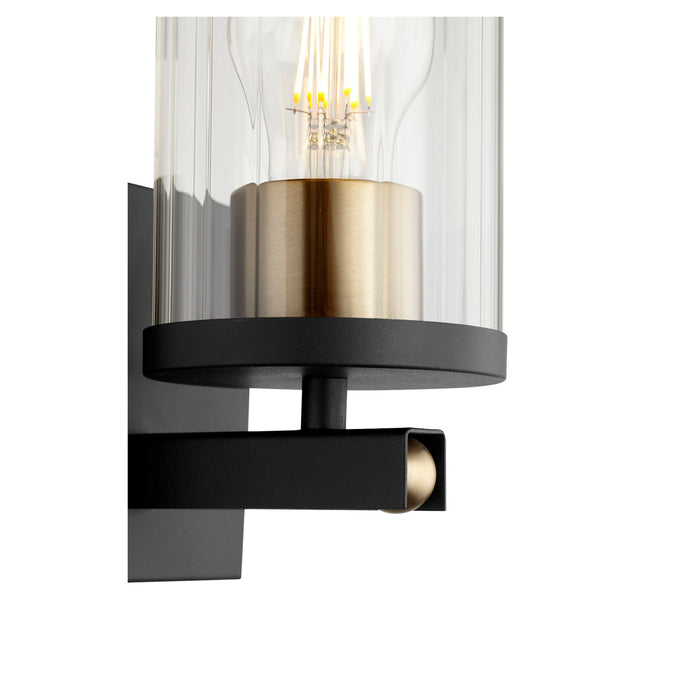Quorum 529-1-6980 One Light Wall Mount, Textured Black w/ Aged Brass