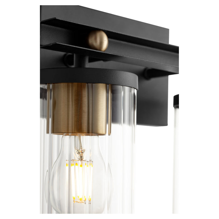 Quorum 529-2-6980 Two Light Vanity, Textured Black w/ Aged Brass
