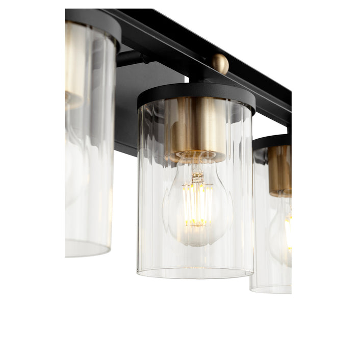 Quorum 529-3-6980 Three Light Vanity, Textured Black w/ Aged Brass