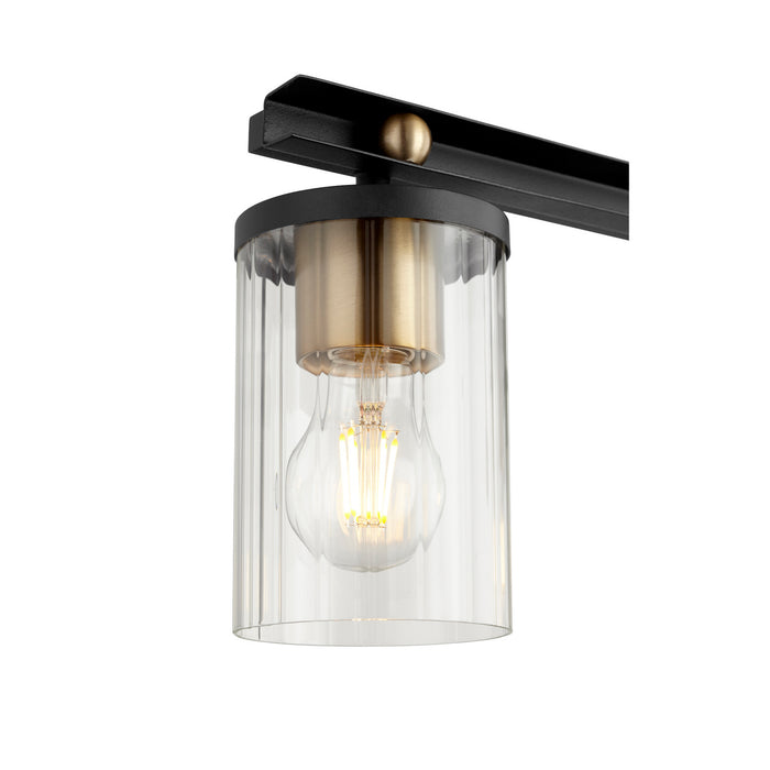 Quorum 529-4-6980 Four Light Vanity, Textured Black w/ Aged Brass