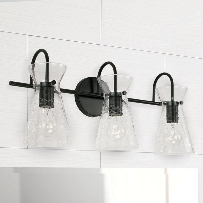 Capital Lighting 142431MB Three Light Vanity, Matte Black