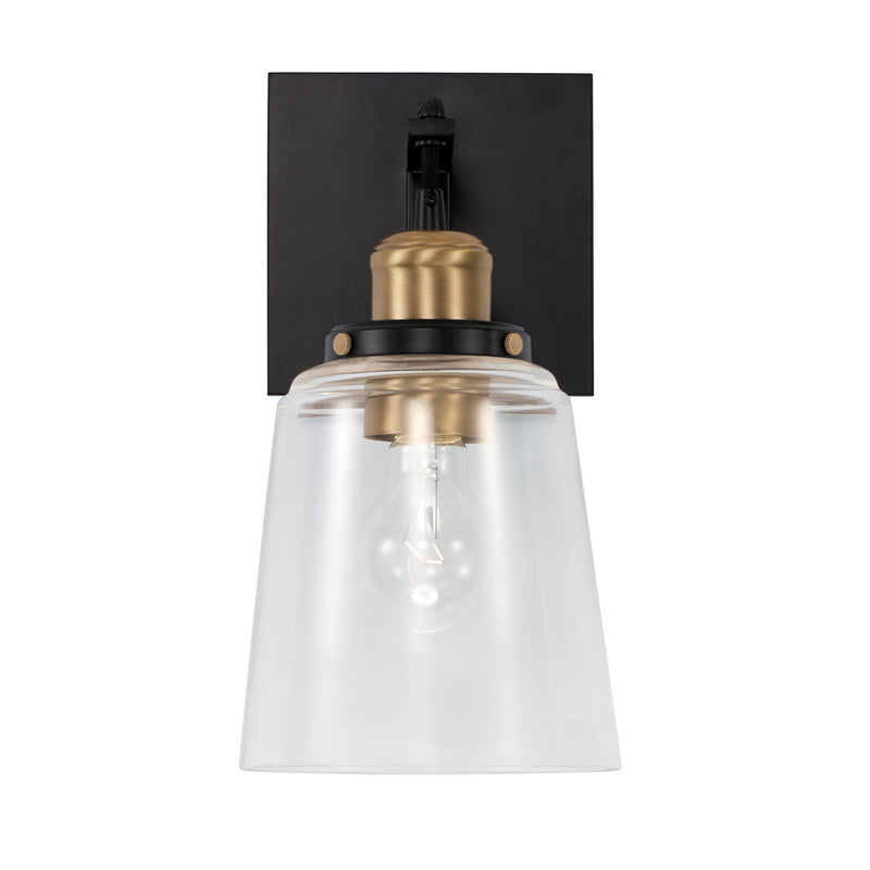 Capital Lighting 3711AB-135 One Light Wall Sconce, Aged Brass and Black