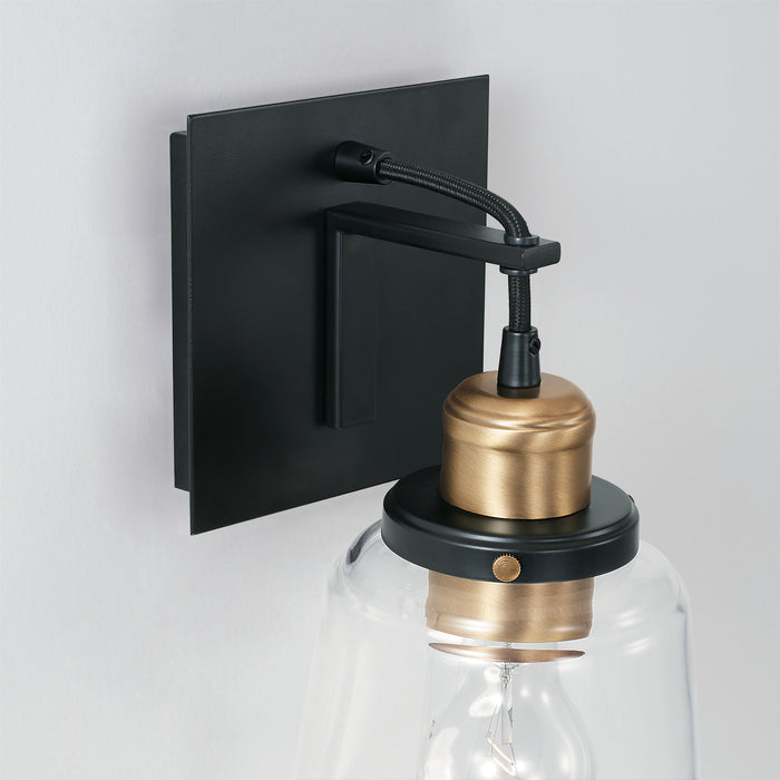 Capital Lighting 3711AB-135 One Light Wall Sconce, Aged Brass and Black