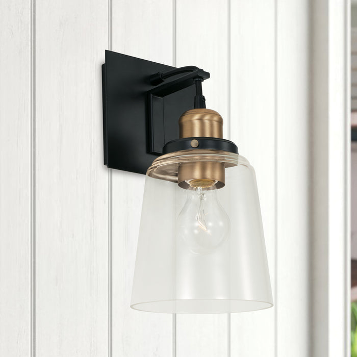 Capital Lighting 3711AB-135 One Light Wall Sconce, Aged Brass and Black