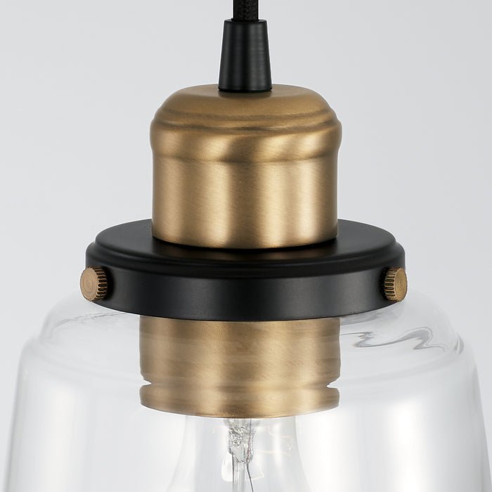 Capital Lighting 3718AB-135 One Light Pendant, Aged Brass and Black