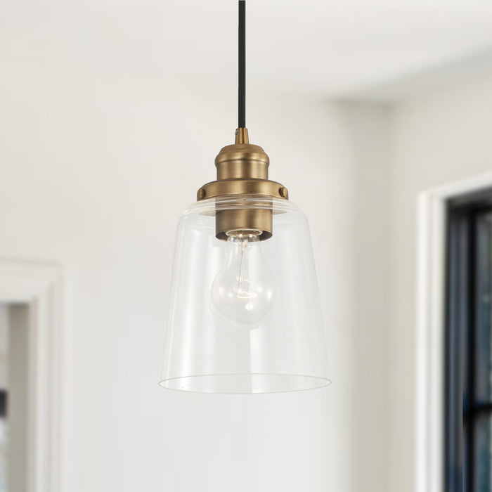 Capital Lighting 3718AD-135 One Light Pendant, Aged Brass