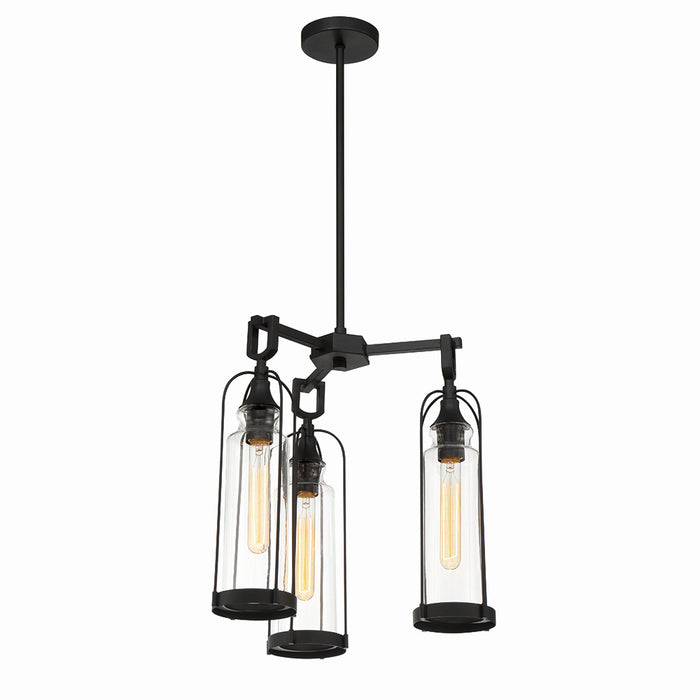 Eurofase 42728-016 Three Light Outdoor Chandelier, Satin Black