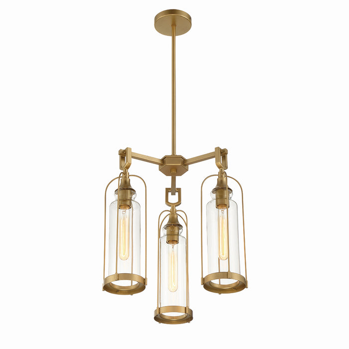 Eurofase 42728-027 Three Light Outdoor Chandelier, Aged gold