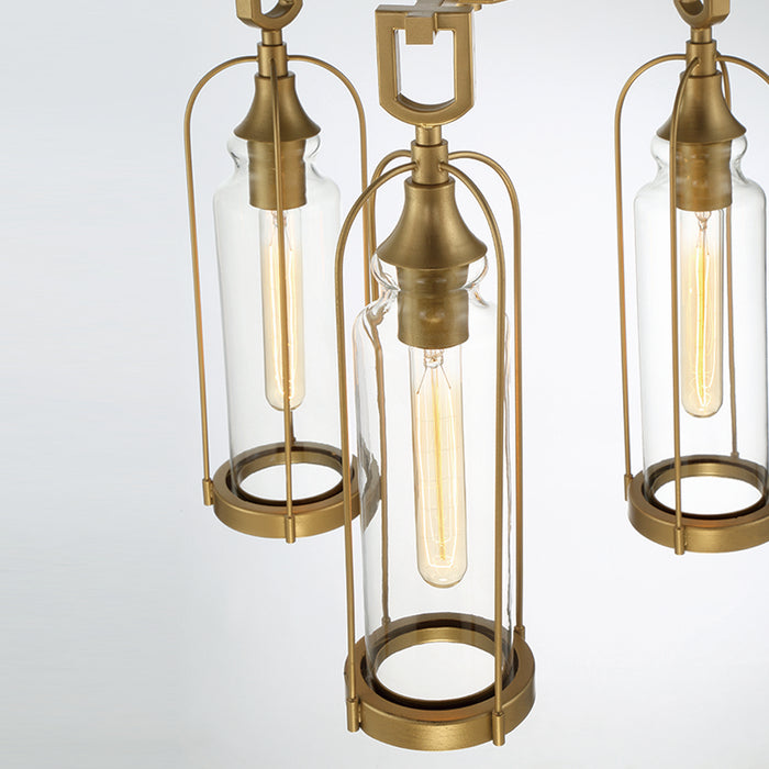 Eurofase 42728-027 Three Light Outdoor Chandelier, Aged gold