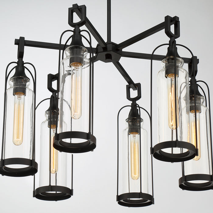 Eurofase 42729-013 Six Light Outdoor Chandelier, Satin Black
