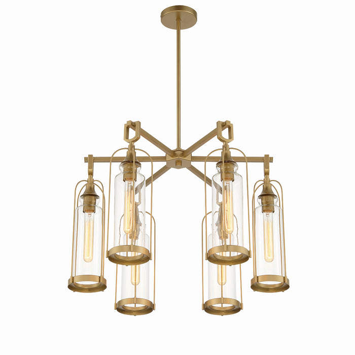 Eurofase 42729-021 Six Light Outdoor Chandelier, Aged gold