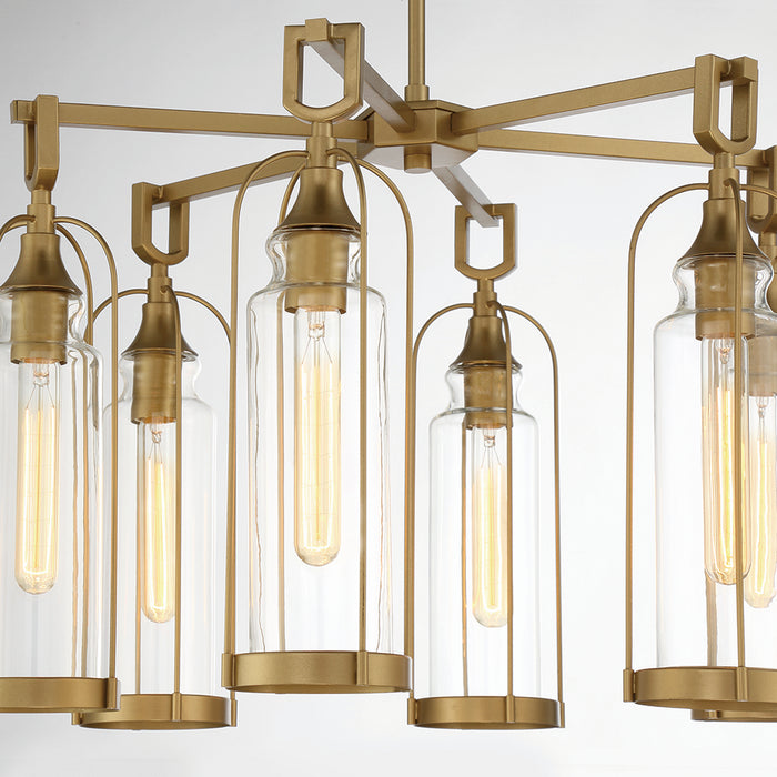 Eurofase 42729-021 Six Light Outdoor Chandelier, Aged gold
