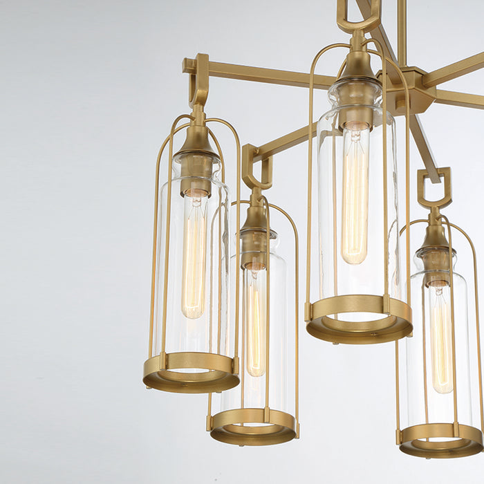 Eurofase 42729-021 Six Light Outdoor Chandelier, Aged gold