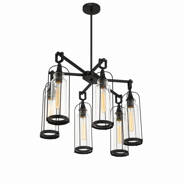 Eurofase 42730-019 Six Light Outdoor Chandelier, Satin Black