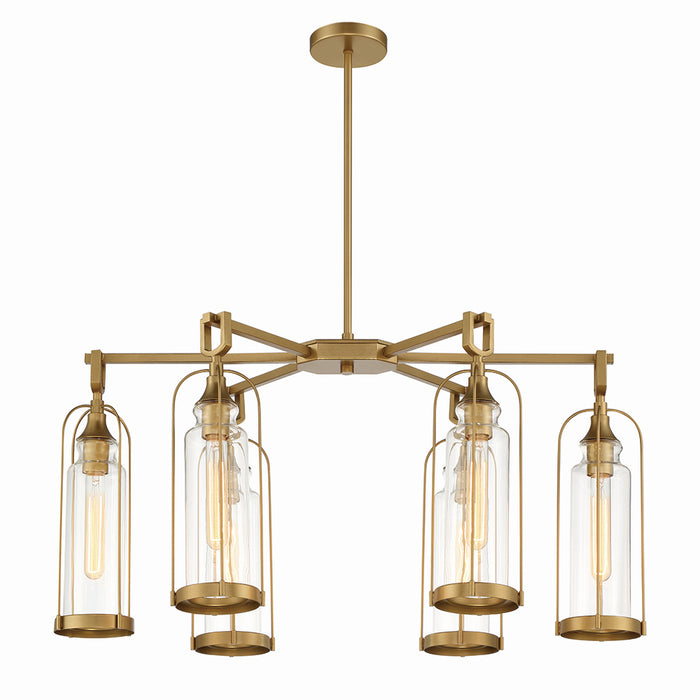 Eurofase 42730-028 Six Light Outdoor Chandelier, Aged gold