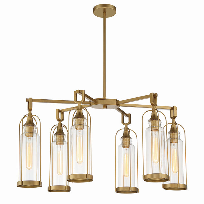Eurofase 42730-028 Six Light Outdoor Chandelier, Aged gold