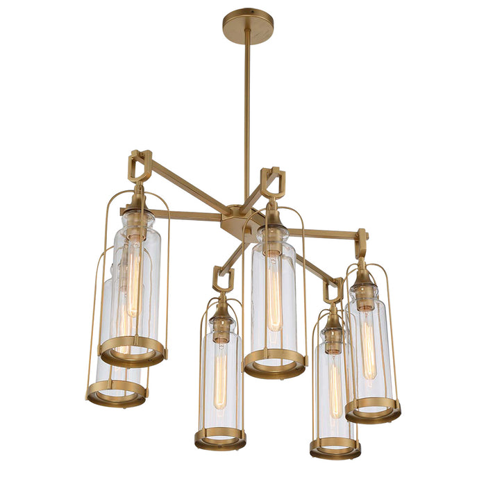 Eurofase 42730-028 Six Light Outdoor Chandelier, Aged gold
