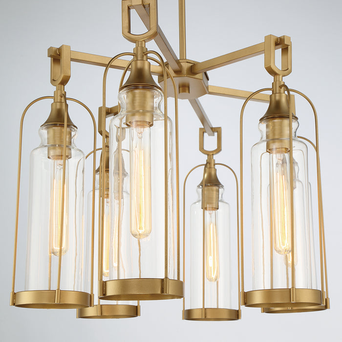 Eurofase 42730-028 Six Light Outdoor Chandelier, Aged gold