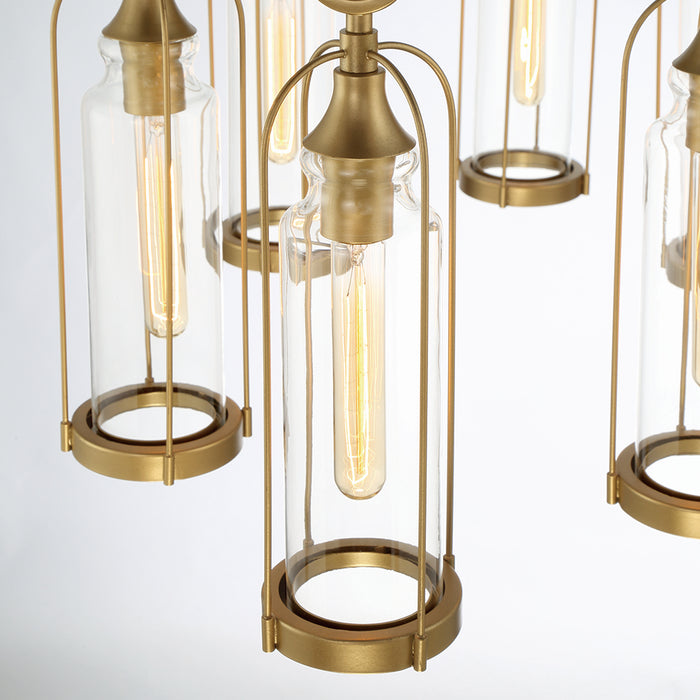 Eurofase 42730-028 Six Light Outdoor Chandelier, Aged gold
