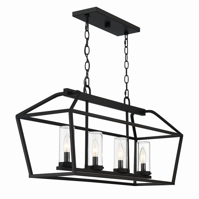 Eurofase 42740-018 Four Light Outdoor Chandelier, Satin Black