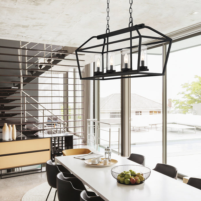 Eurofase 42740-018 Four Light Outdoor Chandelier, Satin Black