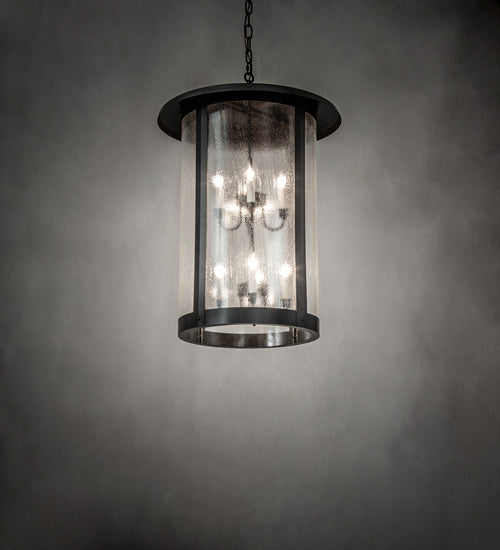 Meyda Tiffany 241067 Eight Light Pendant, Craftsman Brown On Brass