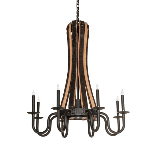 Meyda Tiffany 241070 LED Chandelier, Costello Black Hand Rubbed Iron/Wood