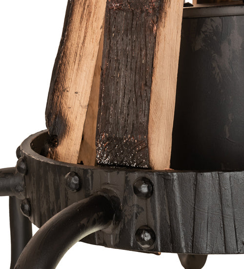 Meyda Tiffany 241070 LED Chandelier, Costello Black Hand Rubbed Iron/Wood