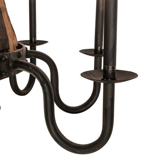 Meyda Tiffany 241070 LED Chandelier, Costello Black Hand Rubbed Iron/Wood