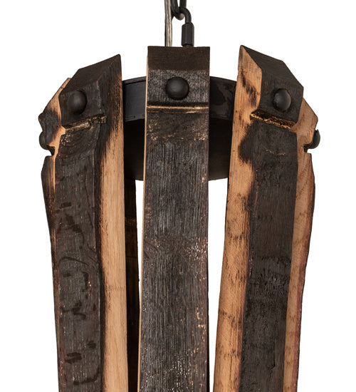Meyda Tiffany 241070 LED Chandelier, Costello Black Hand Rubbed Iron/Wood