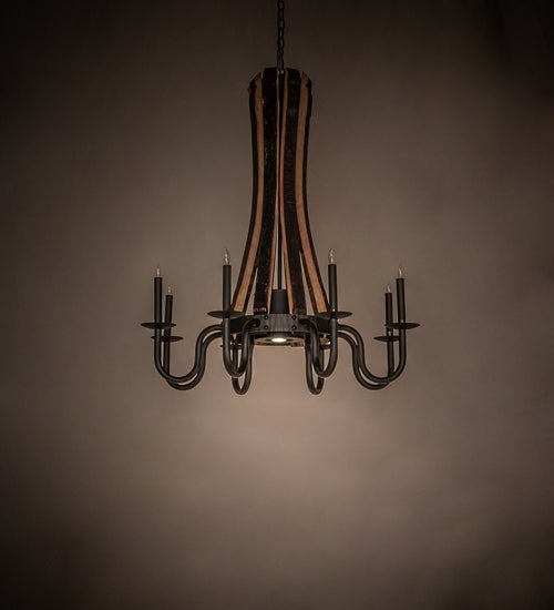 Meyda Tiffany 241070 LED Chandelier, Costello Black Hand Rubbed Iron/Wood