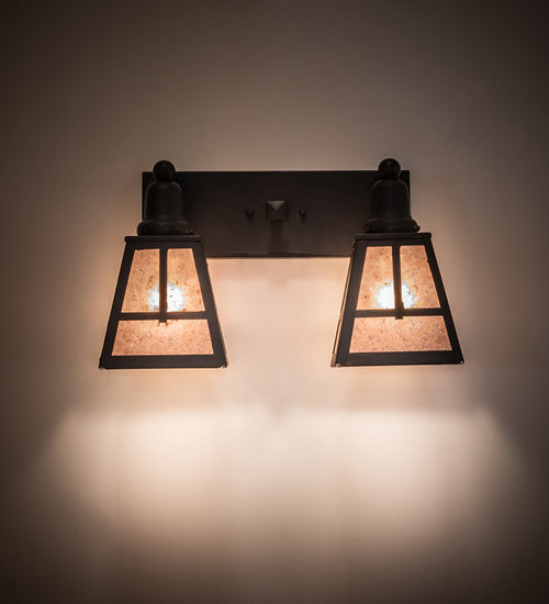 Meyda Tiffany 241072 Two Light Vanity, Costello Black Hand Rubbed Iron