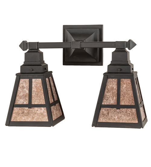 Meyda Tiffany 242385 Two Light Vanity, Costello Black Hand Rubbed Iron