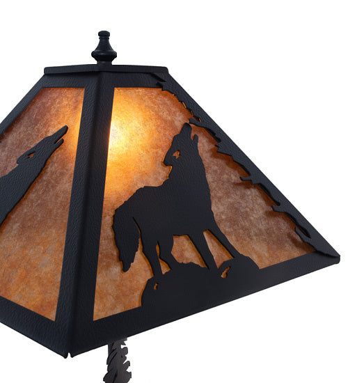 Meyda Tiffany 242540 Two Light Table Lamp, Black Metal