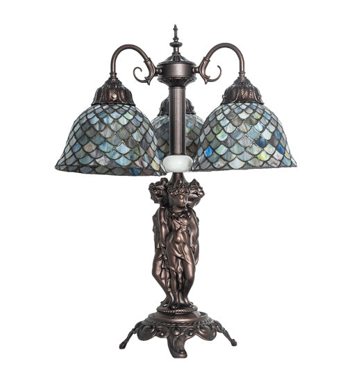 Meyda Tiffany 245479 Three Light Table Lamp, Mahogany Bronze