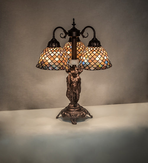 Meyda Tiffany 245479 Three Light Table Lamp, Mahogany Bronze