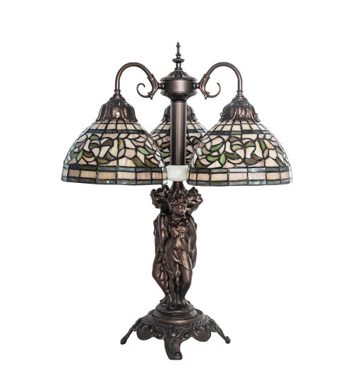 Meyda Tiffany 245480 Three Light Table Lamp, Mahogany Bronze