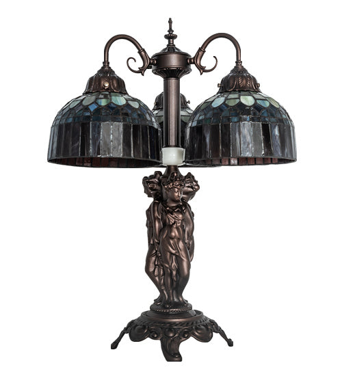 Meyda Tiffany 245481 Three Light Table Lamp, Mahogany Bronze