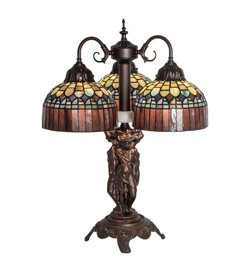 Meyda Tiffany 245481 Three Light Table Lamp, Mahogany Bronze