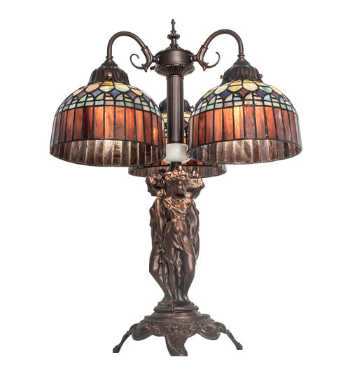 Meyda Tiffany 245481 Three Light Table Lamp, Mahogany Bronze