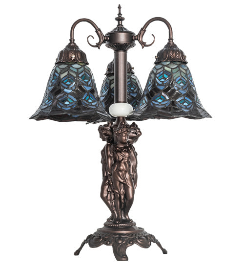 Meyda Tiffany 245482 Three Light Table Lamp, Mahogany Bronze