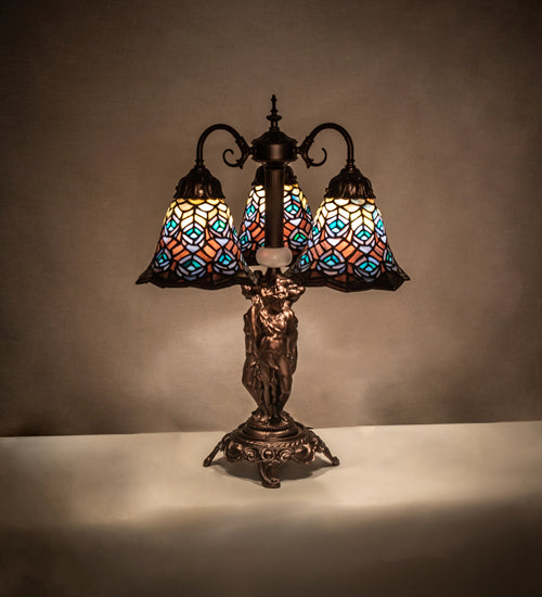 Meyda Tiffany 245482 Three Light Table Lamp, Mahogany Bronze