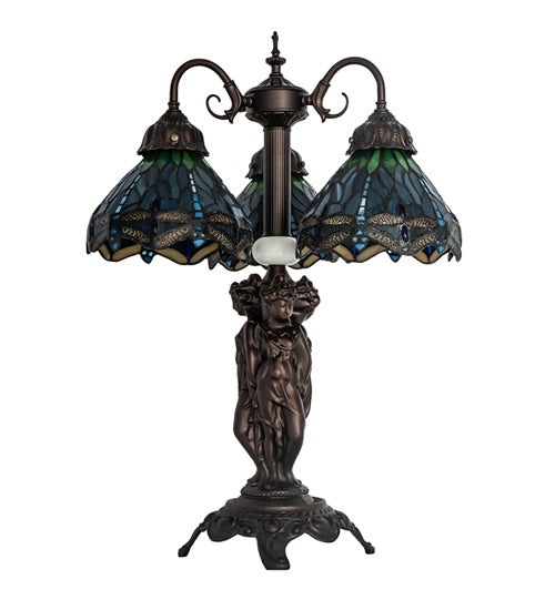Meyda Tiffany 245483 Three Light Table Lamp, Mahogany Bronze