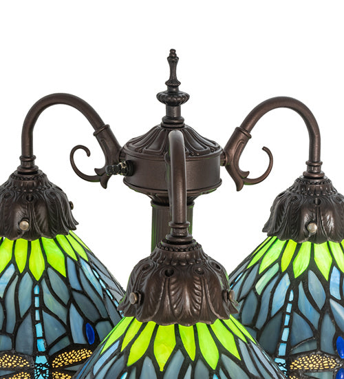 Meyda Tiffany 245483 Three Light Table Lamp, Mahogany Bronze