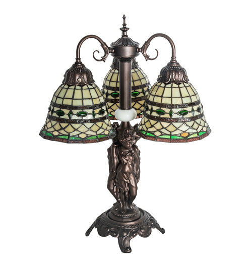 Meyda Tiffany 245484 Three Light Table Lamp, Mahogany Bronze